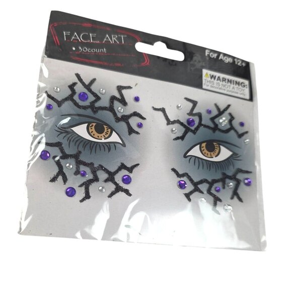 Costume Face Art Stickers 30 Count Sparkling Accents - Picture 2 of 5